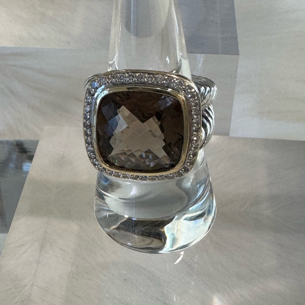 David Yurman Smoky Quartz & Diamond Sterling Ring - Size 7 - Picture 12 of 16